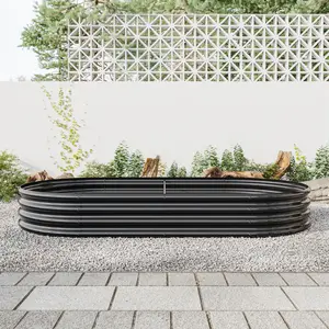 Oval Large Galvanized Rustproof Metal Raised Garden Bed, ARCH Outdoor Planter for Plants, Vegetables - Black, Raised Garden Beds