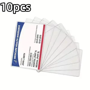 10pcs Transparent Card Protector Set. Durable Heavy-Duty Plastic, Reusable & Readable for Social Security Cards, IDs, Health Insurance Cards，Credit Cards, Postcards and more