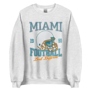 Miami Football Sweatshirt – Cozy Pullover Built Different, Vintage Gameday, Football Season Fan Gift, Miami Dolphin Fan Gift Idea, Retro
