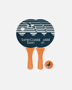 Beach Day Wooden Paddle Ball Set with Seagull Logo