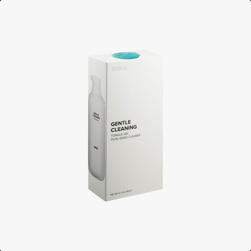 EMRA Gentle Cleaning Tongue Gel + Dual-Sided Cleaner in Black - Fluoride-Free Formula with Antibacterial Botanicals for Fresh Breath