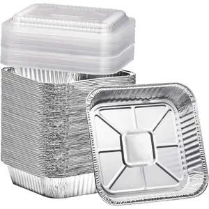 (35 Pack) 8x8 Aluminum Pans with Clear Plastic Lids - Square Baking Cake Pans - Foil Pans with Lids - Disposable Food Containers Great for Cooking, Heating, Storing, Prepping Food