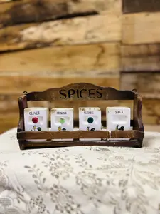 Vintage Spice Shakers and Spice Rack - Chickens