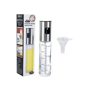 304 Stainless Steel Glass Spray Bottle Set, Precise Oil Control, Food Grade Material, Includes Brush, Cleaning Brush, Funnel, Kitchen Essential, Olive Oil Sprayer, Oil Sprayer for Cooking