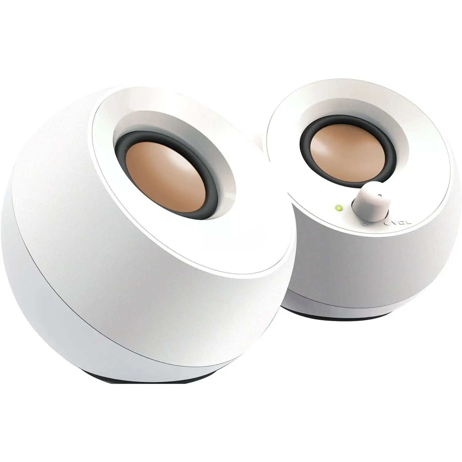 2.0 USB-Powered Desktop Speakers with Far-Field Drivers and Passive Radiators for PCs and Laptops (White)