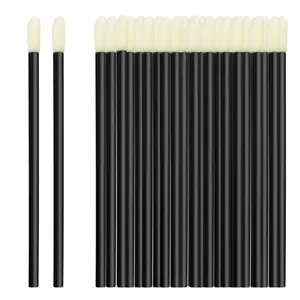 100 Pack Disposable Lip Brushes Lipstick Wands Lip Gloss Applicator Makeup Tool Cosmetic Mascara Wand Set Lash Spoolies for Eyelash Extensions Black