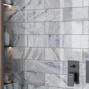 Gray 4x12 Polished Subway Calacatta Bluette Marble Tile (12 Cases, 60 sq ft/Pallet)