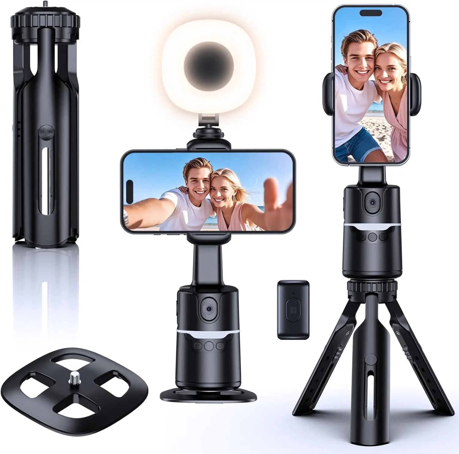 UBeesize Gimbal Gimbal 360° rotatie selfiestick met automatische afstandsbediening gezichtsdetectie statief voor smartphone licht YouTube Tiktok live streaming vlog UBeesize Gimbal Gimbal 360° rotatie selfiestick met automatische afstandsbediening gezichtsdetectie statief voor smartphone licht YouTube Tiktok live streaming vlog