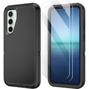 Entronix Samsung Galaxy S25 Case - Triple-Layer Heavy Duty Cover & [2] Clear Tempered Glass Screen Protector Protection Protective Casing Smartphone