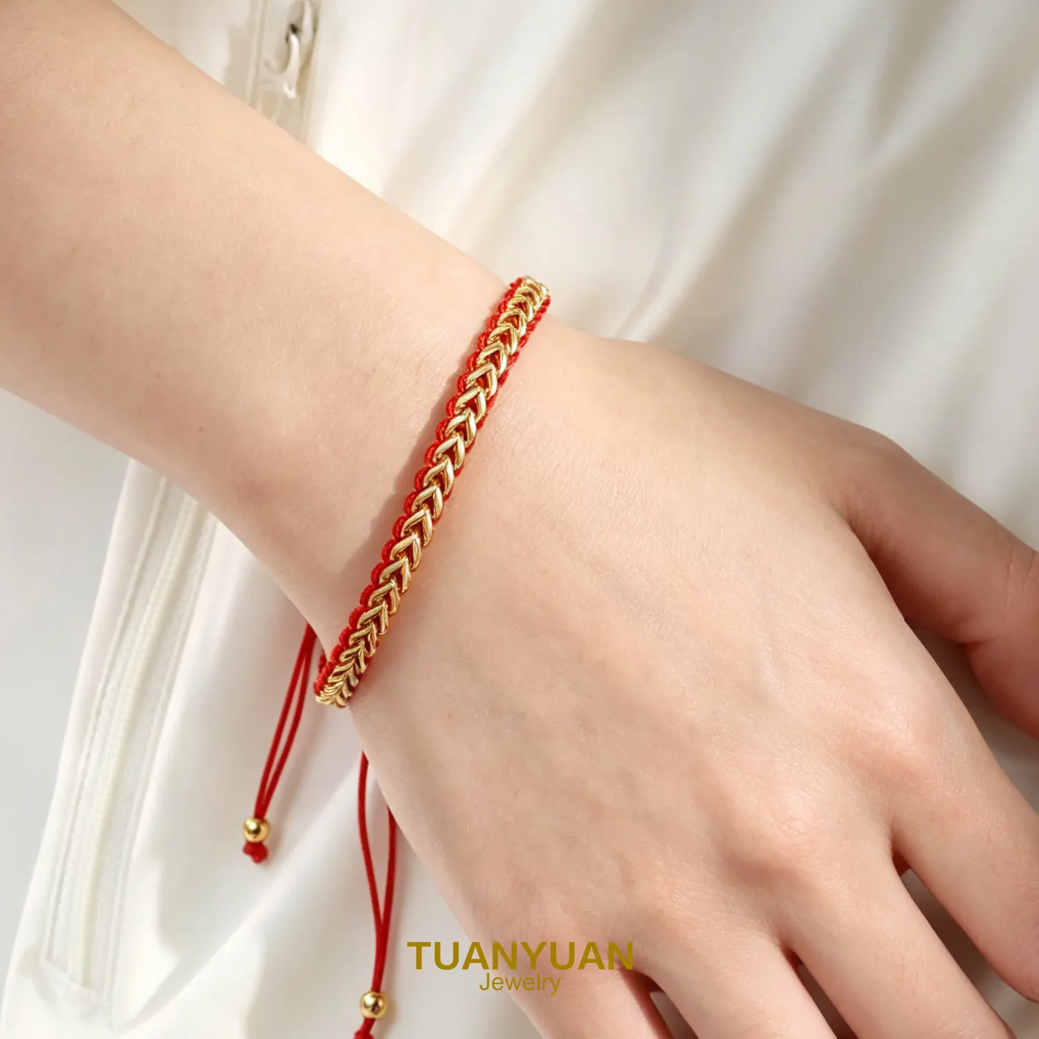 Bedazzling Bracelets & Bangles, Unique Adjustable Red String Bracelet with a Stainless Steel Snakebone Chain for His and Hers Daily Wear, Adjustable Stack Bangle, Basic, Unisex Fit, Casual Wear, Jewelry, Rhinestones
