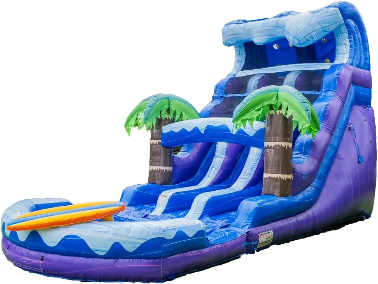 BHGGRXJUMP 17ft Surf Beach Rental Grade 15oz Inflatable Dual Slide wih Pool