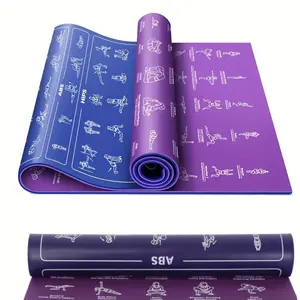 Yoga Mat with Yoga Pose Patterns and Side Storage Pockets, Cute Yoga Mat for Men and Women - Non-Slip, Extra Thick, Flexible, and Durable Yoga Mat, Suitable for Beginners, Valentine's Day Gift
