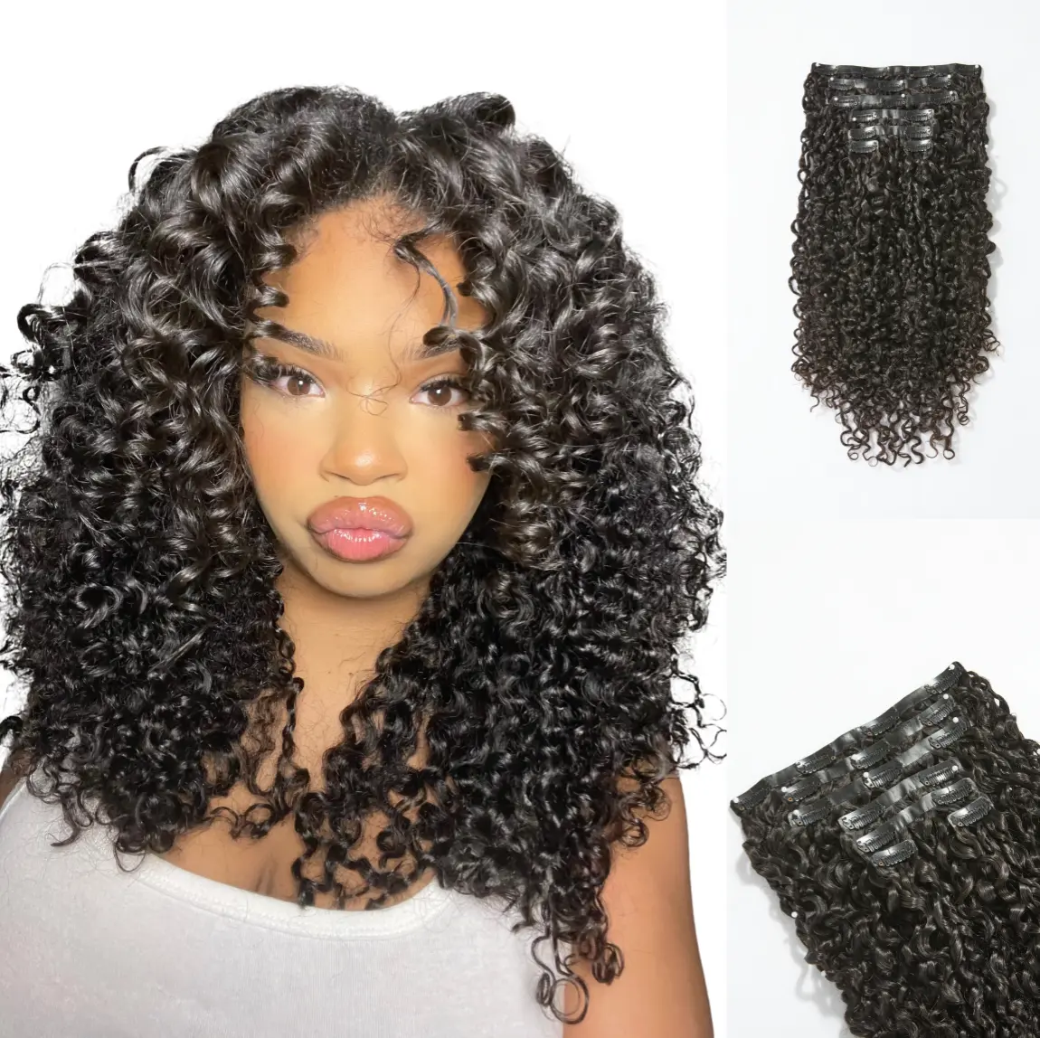 LUVME Clip-Ins 100% Virgin Human Hair Seamless Invisible Edge Burmese Curly/Messy Curly/Straight/Body Wave/Kinky Curly/Yaki Straight LUVME Clip-Ins 100% Virgin Human Hair Seamless Invisible Edge Burmese Curly/Messy Curly/Straight/Body Wave/Kinky Curly/Yaki Straight