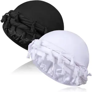 2 count Satin Lined Turban Silky  Wraps for Men with Long Twist Straps, Halo Turban Mens Turban  Scarf for Hair（gift）Gift