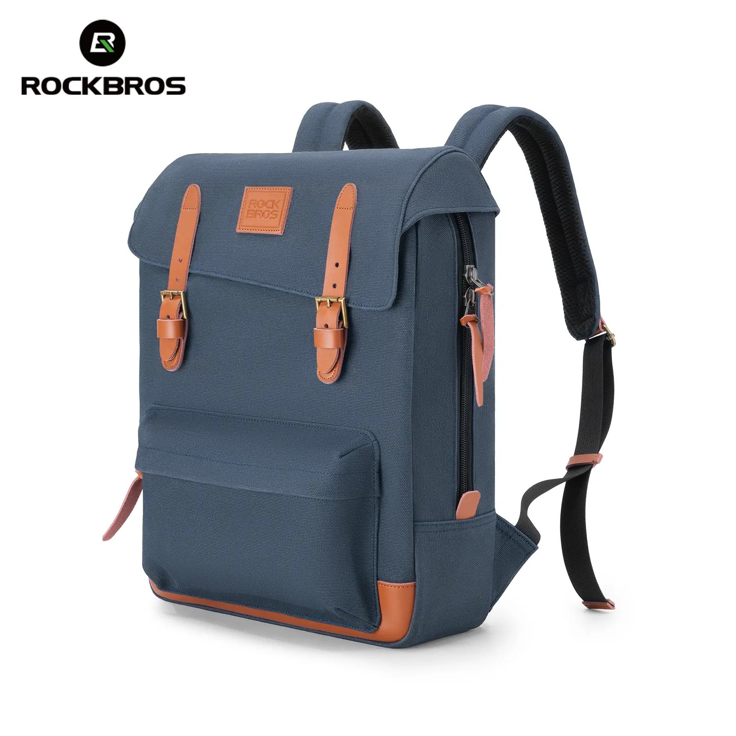 ROCKBROS Fashion Vintage Folding Bike Backpack - Dual Use Backpack & Folding Bike Front Bag - 8.3L Capacity - Fits 14" Laptop - Retro-Modern Aesthetic - Compatible with Bikes with Pig Nose Mounts
