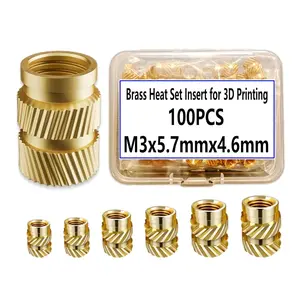 100 count M3 Brass Threaded Inserts, Metric Knurled Nuts, M3x5.7x4.6 Heat Set Insert for  Printing Components and Plastic