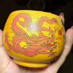 TN Double Dragon Beaded Tea Cup — Handcrafted, Model BC