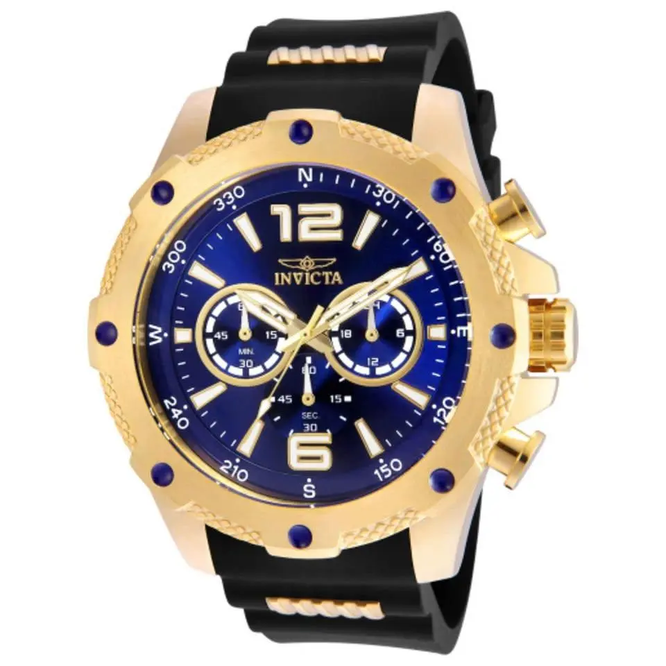 Invicta Pro Diver Men’s Gold & Blue Chronograph Watch 100M – Model 25859 – New with Box