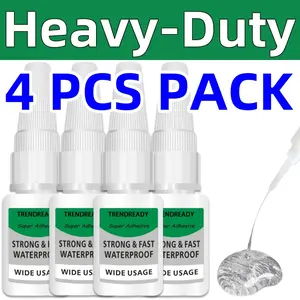 4PCS All-Purpose Super Glue Gel, Strong Adhesive for DIY & Repair, Fast Drying Cyanoacrylate Glue for Shoes, Porcelain, Ceramic, Wood, Plastic, Leather, Glass, Metal, Long-Lasting Bond