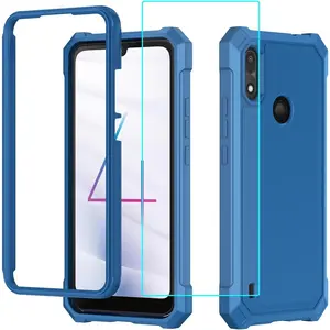 Compatible with Phone 4 Case with Screen Protector,Full Body Protection Front PC Back Soft Silicone Bumper,Heavy Duty Shockproof Protection Phone Case Blue