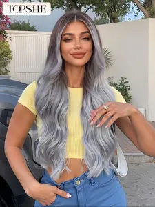Women's Long Curly Wig Gradient Heat Resistant Fiber Daily Party Christmas Halloween Valentine's Day Wear Realistic Hairline Wavy Wigs