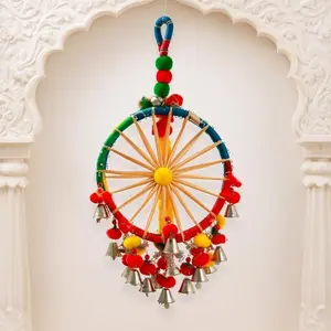 SHALIN India Indian Hanging Decoration Set of 5 13 Inches Vibrant Wallhanging for Diwali & Festive Occasions Handcrafted with Traditional Artistry