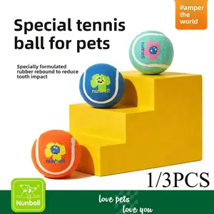 Multicolor Printed Pet Tennis Ball Toy, Teeth Cleaning Molar Toy, Interactive Dog Toy, Gentle on Gums, Fun and Durable Plaything
