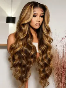 [Super Sale] P4/27 Ombre Body Wave Lace Front Wigs Human Hair For Black Women 13X4 Highlight Honey Blonde Wig Human Hair Hot Red HD Transaprent Lace Frontal Wig Human Hair Wavy Christmas Gifts