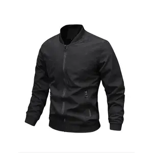 Men's Zip Up Pocket Design Jacket, Regular Fit Casual Long Sleeve Baseball Collar Outerwear for Fall & Winter, Men's Clothes for Daily Wear