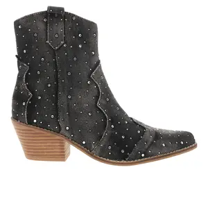 Corkys Womens Front Row Pointed Toe Zippered  Casual Boots Ankle Mid Heel 2-3" - Black
