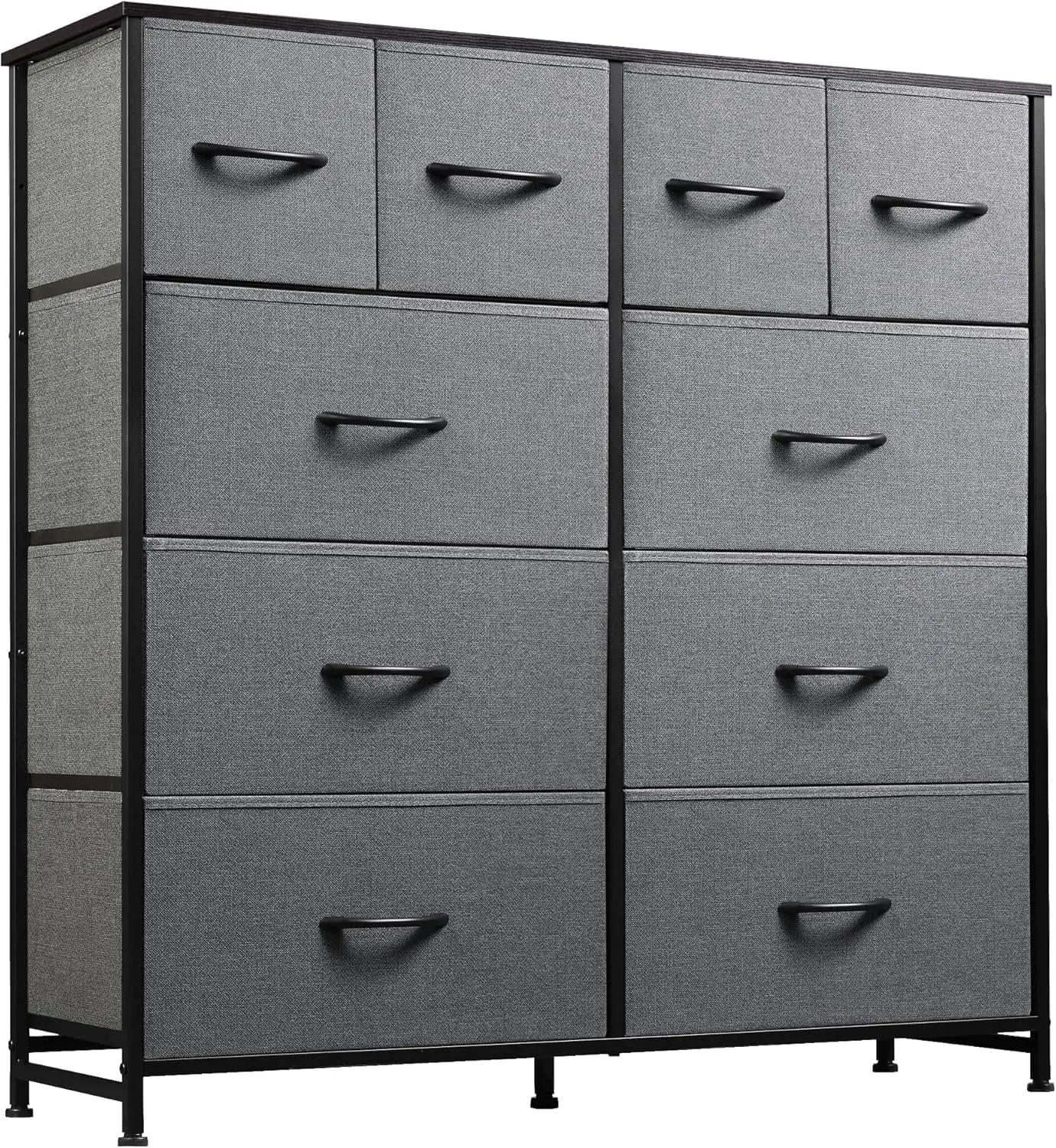 10 Drawer Dresser for Bedroom, Fabric Storage Tower with Wood Top, Large Capacity 39.4" Tall Chest of Drawers for Living Room Hallway Home Office