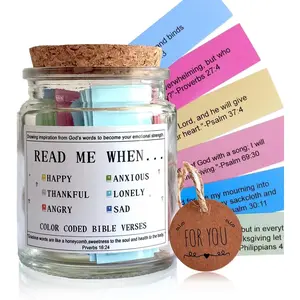 Bible Verses in a Jar, the Hope Jar Read Me When Bible Verses Jar with Colored Bible Verses, Scripture Prayer Jar Bible Gifts for Women Church Faith