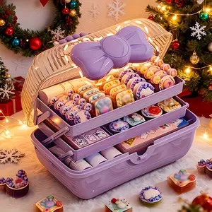 Cute Cartoon Style Storage Box, Hair Clip Organizer, Large Capacity Multi-Layer Tray, Transparent Jewelry Container, Perfume Holder