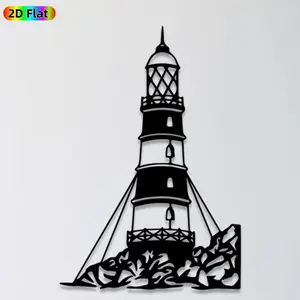 1pc Lighthouse Metal Wall Art,Lighthouse Statue Mural, Ideal Gift for New Year, Christmas, Nautical Decor Enthusiasts, Rust-Resistant Metal Wall Decor Wall Sculptures, Perfect for Outdoor Garden Wall & Fence, Nautical Theme Home Decor