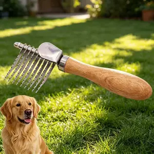 Dog Dematting Brush & Undercoat Rake | Pet Grooming Detangler Comb for Matted Fur & Shedding | Perfect for Doodles, Poodles, Goldendoodles, Cats & All Breeds