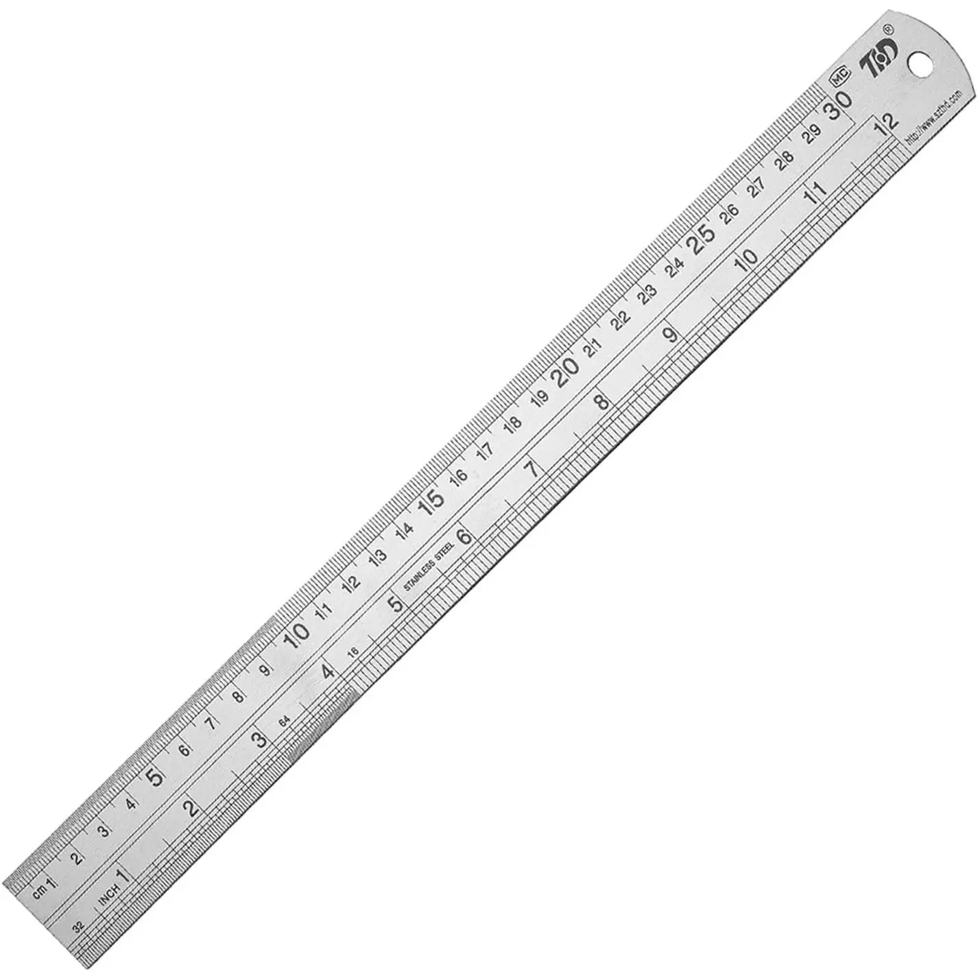Stainless Steel Straight Ruler Set - 12 in (300 mm), 0.9 mm Thickness, 1 Bulk Pack, Smooth Design, Ideal for Architects, Office, School, Drawing/Measuring, Paper Piecing