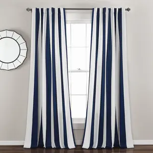 Lush Decor Wilbur Stripe Light Filtering Window Curtain Set - 52"W x 84/95/108"L, 100% Polyester, 3" Back Tab Rod Pocket, Room Decor Blinds, Interior Decoration Accessories