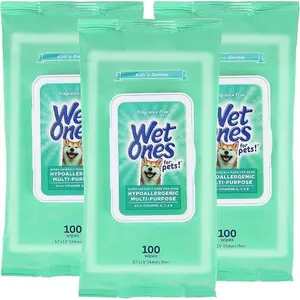 Wet Ones Multi Purpose Pets Wipes, 300 Count, Fragrance Free, Dog Wipes with Vitamins A C and E, Wet Lock Seal