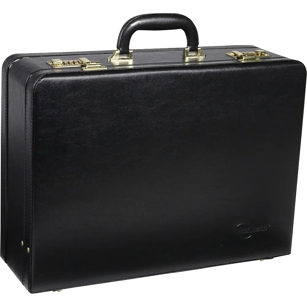 Expandable Faux Leather Attach Case, Black & Brown - Large Expandable Faux Leather Attach Case, Black & Brown - Large