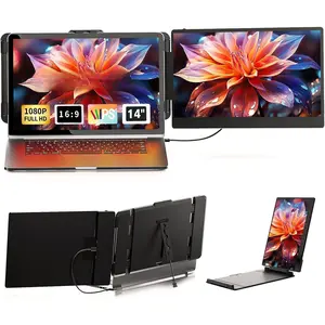 Laptop Screen Extender - 14" FHD 1080P IPS Portable   for Laptops, Dual Screen Travel  for Laptops 13-17" with USB-C/HDMI Port, Plug & Play for Windows//Android//PS