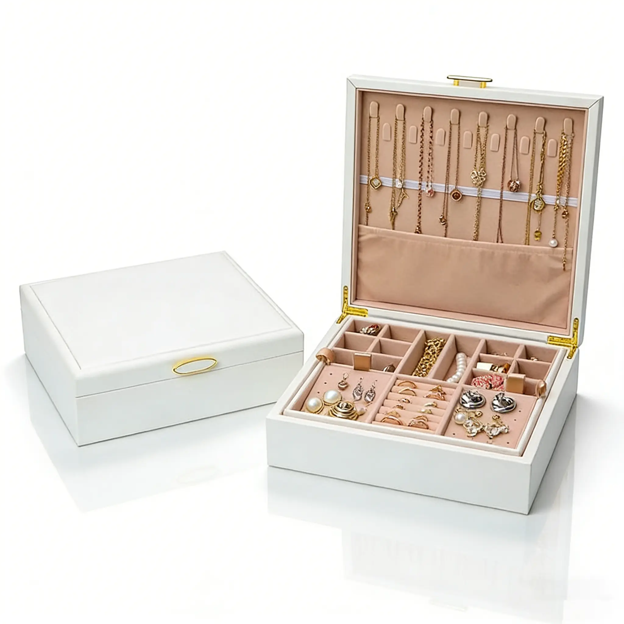 BOOVO Classic PU Leather Jewelry Storage Box, Durable Storage Organizer  with Divided Compartments, 2-Layer Portable Travel Case for Necklaces &  Rings, Dresser/Purse Gift for Teen Girls - TikTok Shop