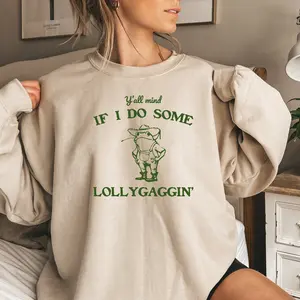 Y'all Mind If I Do Some Lollygagging Sweatshirt, Retro Frog And Toad Shirt, Cute Froggy, Vintage Sweatshirt, Women Christian Gifts, Cotton Round Neck Tee for Women, Full Sizes, Full Colors Comfort Sweaters