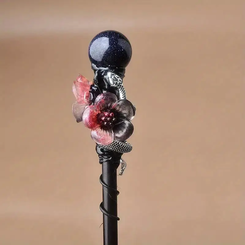 Bohemian Crystal Wand, 1 Count Handmade Wooden Wand, Halloween/Christmas/Role Play Party Costume Fixture, Stage Performance Accessory, Party Event Props, Party Supplies