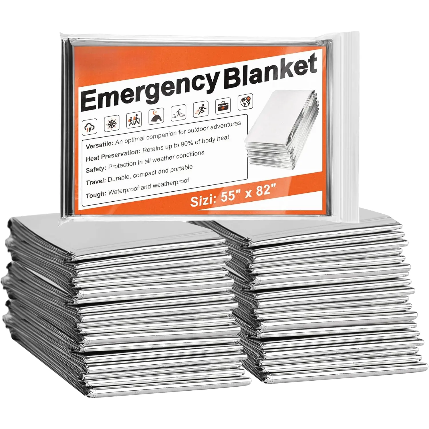 6 Pack  Mylar Blanket,  Blanket Space Blanket  Rescue Insulating Reflective foil kit Outdoors Hiking Camping Blanket  for Outdoors, Hiking, Camping