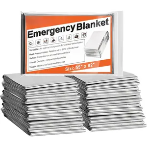 6 Pack  Mylar Blanket,  Blanket Space Blanket  Rescue Insulating Reflective foil kit Outdoors Hiking Camping Blanket  for Outdoors, Hiking, Camping