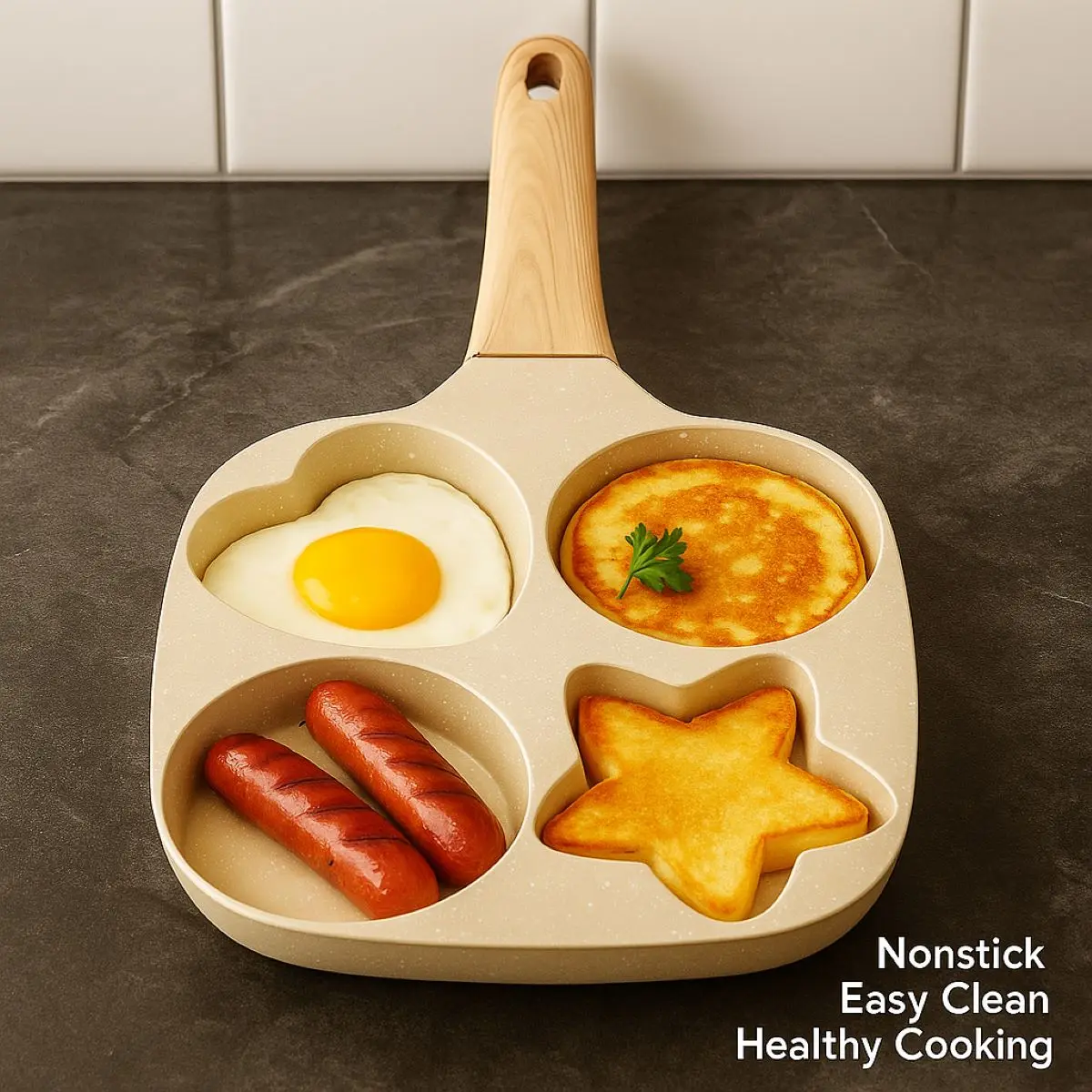 Non-Stick, PFOA-Free Egg Frying Pan with Handle - Reusable, Rustproof, Induction Compatible, Dishwasher Safe Kitchen Cookware for Quick Healthy Breakfast Cooking