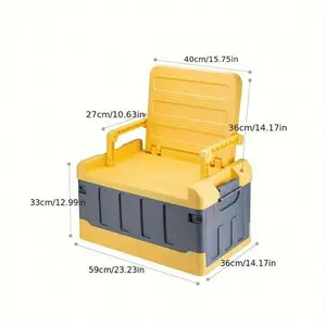 1 Backrest Seat Folding Storage Box Outdoor Car Fishing Stool Folding Box Outdoor Leisure Camping Storage Household Storage Box