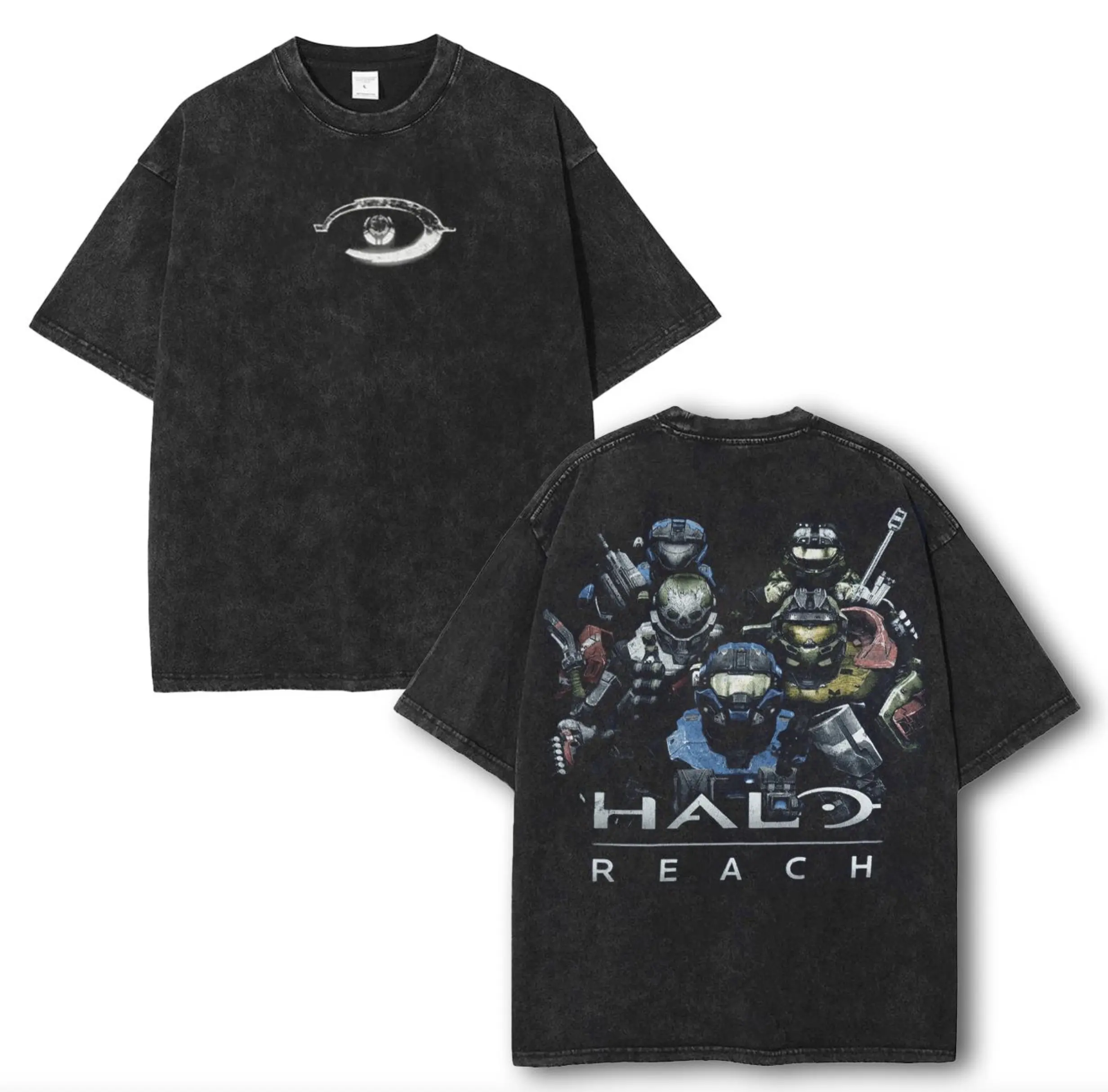 Halo Reach Noble Team Unisex Washed Cotton T-Shirt, Tank Top, Hoodie RPG graphic tees Top anime manga game merch Casual Streetwear men gifts shirts men Menswear Hoodie Print Straight Tshirt Shortsleeve