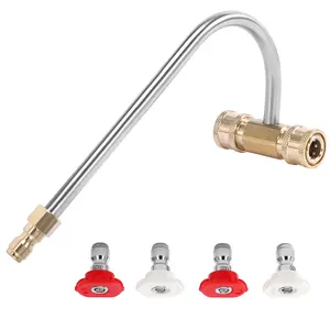 【fathersdaygift】FIXFANS Pressure Washer Gutter Cleaner Attachment - 4000 PSI Pressure Washer Jet, 1/4 Inch Quick Connect, 4 Nozzles, Garden Cleaning Tool, Holiday Gift Option