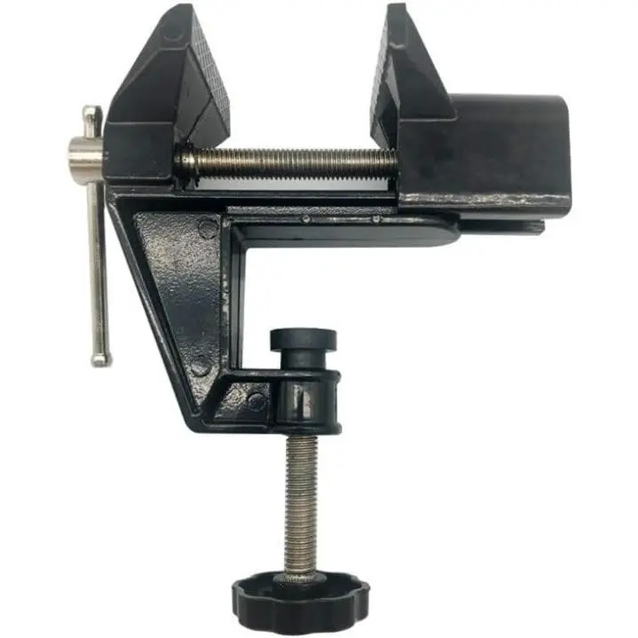 Portable Mini Bench Vise, Table-Mounted Hobby Craft Repair Tool with Adjustable Clamp Height, Lightweight, Easy-to-Use, Manufacturer Warranty (Clamping Range: 0-2in)